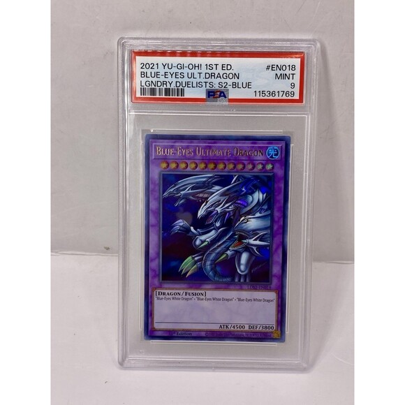 Yugioh PSA 9 MINT Blue-Eyes Ultimate Dragon (Blue) LDS2-EN018 1st Ed Ultra Rare